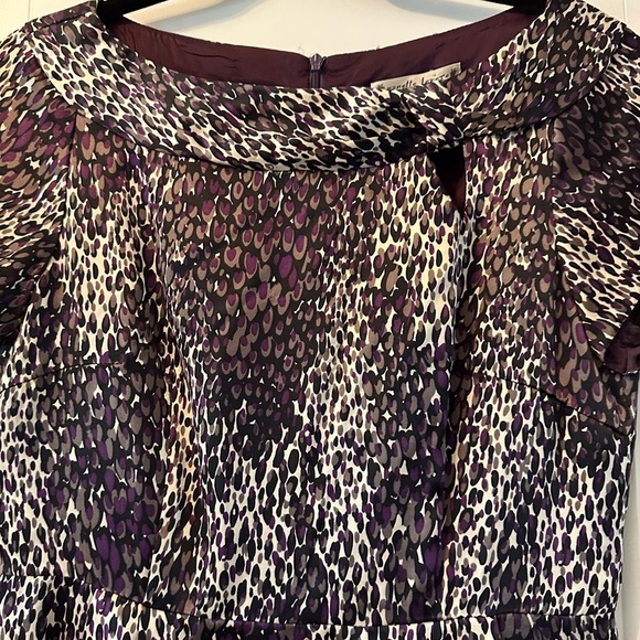 NWT! Nanette Lepore Purple Animal Print Cap Sleeve Silk Sheath Dress - Picture 2 of 11
